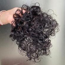 Curly Hair Toppers For Women Human Hair Clip In Hairpiece With Silk Base Natural Black Dark Brown For Thinning Hair 8 Inch - Multicolor - View 4