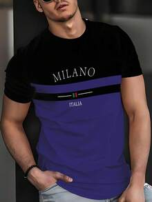 Áo thun nam tay ngắn cổ tròn in họa tiết thời trang Milan, áo thun mùa hè, 100% polyester, vải nhẹ, thích hợp mặc mùa hè. - Nhiều màu - Xem 3