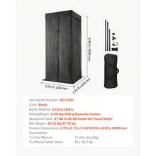 Portable Vocal Booth, 6.56 Ft Height, Portable Recording Studio With Travel Bag, Mobile Tablet Stand, Thickened Soundproofing, Sound Isolation Booth For Echo-Free Vocals, Podcasts, Voiceovers