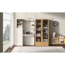 Vetrina in vetro (armadio per ufficio/archivio/scaffale portaoggetti) – ripiani mobili, non regolabili, cassetti con apertura a pressione senza maniglie, 80*40*160, color legno