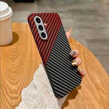 Ốp lưng PC cứng họa tiết sợi carbon siêu mỏng cho S25 Ultra S24 Ultra S23 Ultra S22 Ultra Mate 30 40 50 60 70 Pixel 7 7A 8 9 Pro - Đen và đỏ - Xem 3