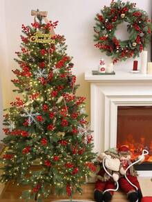 5/15/30 件圣诞节家居装饰冬青财富 12 头红色水果仿真人造红色浆果茎浆果采摘冬青浆果树枝圣诞树装饰插条桌面中心花瓶插条圣诞花环 DIY 配件