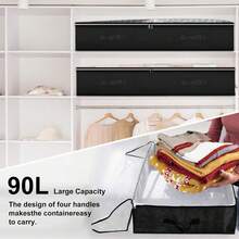 4 Pack Under Bed Storage, 90L Collapsible Closet Containers Organizers And Under Bed Storage Bins, Underbed Storage Bags For Wrapping Paper,Blanket,Towels,Clothes,Comforter,Sweaters,Linen Sheets - màu đen - Xem 7
