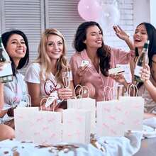 Multi-Specification Coquette Pink Bow Gift Bags Bulk 3D Bow Knot Treat Bags With Handles Candy Gift Bag Coquette Party Favor For Birthday Bachelorette Bridal Shower Engagement Wedding - 預設 - 查看 6