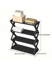 1 4-Tier Bookshelf Or Shoe Rack For Entryways, Hallways, Bedrooms And Dormitories, Black/White, Can Be Used As A Bookshelf, Shoe Rack, Easy To Assemble, Sturdy And Durable, Foldable Shoe Rack, Thickened Plastic Material Saves Space, Adjustable 4-Tier Folding Shoe Rack, Suitable For Entryway Wall Cabinets And Hallways, Small Shoe Rack