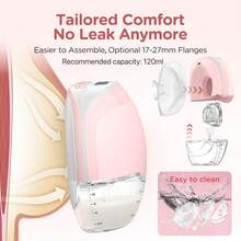 Electric, 1000mAH Large Capacity Battery, Portable, Hands-Free Breast Pump - Lightweight Electric Breast Pump, Leak Proof Upgraded, 3 Modes And 12 Settings With 17/19/21/27mm Flange (1/2 Pieces Set - White/Pink)