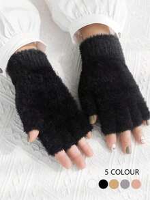 زوج من قفازات النساء بدون أصابع، مريحة للكتابة والطباعة، قفازات للطلاب - متعدد الألوان - مشاهدة 3