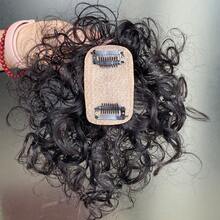Curly Hair Toppers For Women Human Hair Clip In Hairpiece With Silk Base Natural Black Dark Brown For Thinning Hair 8 Inch - Multicolor - View 6