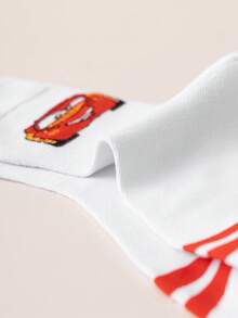 Disney 5双装汽车提花图案男士船袜，黑白条纹，可爱卡通图案，防臭吸湿，休闲运动圆领卡通设计，适合学生/成人作为礼物和日常穿着，袜子 - 彩色 - 查看 8