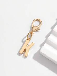 1pc Fashionable Minimalist 26 Small English Letter Shape Smooth Metal Keychain, Suitable For Women Car Key, Bag Decoration And Gift Christmas - Gold - View 34