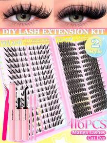 Bộ 2296/480/416 miếng mi giả riêng lẻ dung lượng cao, hiệu ứng trang điểm tự nhiên, kiểu hoạt hình và mắt mèo, nhiều loại mi giả khác nhau, hiệu ứng mi dưới tự nhiên, dày dặn, siêu mềm mại và nhẹ, bộ dụng cụ nối mi tự làm bao gồm dụng cụ trang điểm, keo dán, nhíp, cọ chải mi, phù hợp cho người mới bắt đầu sử dụng tại nhà, hàng ngày và làm quà tặng. - màu đen - Xem 12