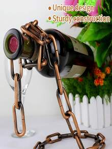 Novel Magic Floating Steel Chain Wine Bottle Holder / Stand - Keep The Bottle In Mid-Air. This Unique Suspended Wine Bottle Stand Is Perfect For Home Bars, Kitchens Or Party Decorations.