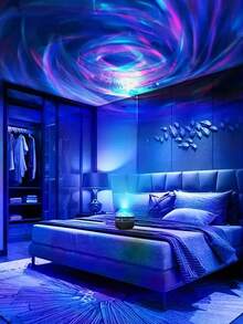 1PC Ocean Waves, Bedroom Water Light, Night Light Projector, Adult Water Light Games Room, School,Back To School,Back To School,Genie Lamp,Home Cinema,Blue Light,Lights,Lights For Bedroom,Night Light, Ceiling, Room Decoration, Valentine's Day Halloween ,Christmas Decoration With 7 Color Pattern And Remote Control, Dimmable Desk Lamp