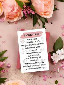 1pc, Warm Greeting Card With Envelope, Friendship Is A Special Gift I Cherish Every Day, Suitable For Birthdays, Anniversaries, Any Special Day, Perfect For Giving To My Best Friend, Best Friend, Good Brother - 彩色 - 查看 3