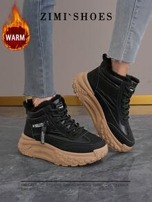 1 Pair High Quality Women's Winter Multifunctional Fashion Casual Thermal Lined Thick Sole High-Top Snow Boots, Outdoor Sports Casual Shoes For Daily Wear