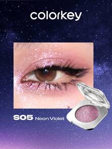 COLORKEY  Diamond Eyeshadow, Shimmery Eyeshadow Palette, High Pigment, Eyeshadow, Eye Brightening, Glitter, Pearl Shimmer, One-Step Easy To Blend Eyeshadow, High Gloss Effect, Non-Greasy, Non-Fading Glitter Eyeshadow, Cosmetic Brand Product, Suitable For Women And Girls, Ideal For Autumn/Winter Season, Can Create Latte Makeup, Y2K Makeup, 90s Makeup, Cool Girl Makeup, Lip Makeup Matching, Bridal Makeup, Valentine's Day Makeup, Etc. - S05 Neon Violet - 查看 5