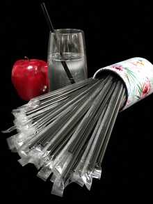 50 Pcs 7.5" Black Individually Wrapped Straws 6 Mm Plastic Drinking Straws Straws Disposable For Party Restaurant Home Milkshakes Coffee Juice Beverage Smoothie