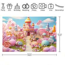 1pc Candyland Backdrop Fantasy Sweet Candy Castle Photography Background Girls Birthday Candyland Theme Party Decorations Banner Photo Studio Props