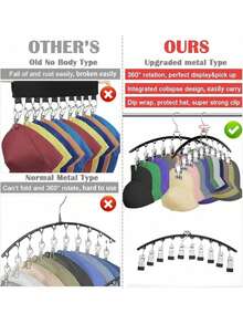 VASA NAMA 2 pcs Soportes Organizadores de Sombreros con Rotación de 360°, Perchas para Sombreros de Clóset, Estantes para Sombreros para Gorras de Béisbol, Organizador de Leggings para clóset - 1 - Ver 3