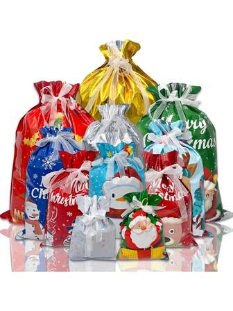 20pcs Christmas Gift Bags,Gift Bags, Christmas Supplies, Party Supplies, Christmas Gifts,Assorted Size Goody Bags - Christmas Wrapping Bags For Holiday Presents & Party Favors