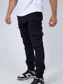 Men's Cargo Jogger Pants Casual Streetwear Premium Twill With Elastic Cuff And Side Pockets Skate - 黑色的 - 查看 3