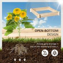 Outsunny 39'' X 39'' Screwless Raised Garden Bed, Wooden Planter Box, Easy DIY Herb Garden For Vegetable Flower Herb Outdoor Lawn Yard Patio - Wood Color - View 4