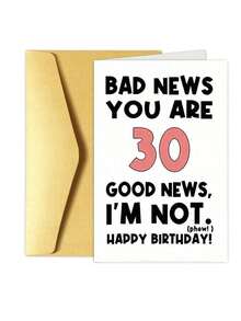 1/2/5/10pcs Humorous 30th Birthday Greeting Card - "Bad News You Are 30, Good News I'm Not" - Happy Birthday Card For Friends, Siblings, Men - Growing Old Celebration Card - Multicolor - View 12