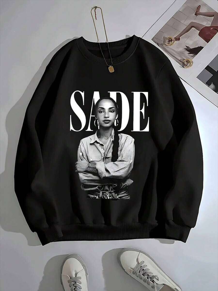 Stylish Men's Hoodie,Black And White Female Portrait Print Design,Casual And Modern Clothing.,Fall Hoodies,Men's Fall Clothes,Street Wear,Halloween,Mens Hoodies,Y2k Clothes,Jesus Hoodie,Thanksgiving Day,Nightmare Before Christmas,Christmas - màu đen - Xem 1