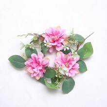 1pc Artificial Flower Wreath Candle Holder, Plastic Gerbera Daisy Floral Wreath Candle Stand, Small Floating Farmhouse Wreath, Suitable For Wedding Decor, Bridal Bouquet, Dining Table Centerpiece, Garden Wedding, Birthday Party - Multicolor - View 20