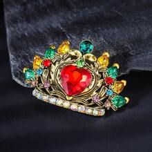 1pc Elegant Crown Design Rhinestone Encrusted Zinc Alloy Brooch, Vintage Palace Style Fashion Accessory Suitable For Women To Wear On Coats, Dresses, Bags, Hats In Autumn/Winter Occasions And Parties Christmas Gift