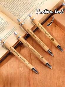Customized Bamboo Ballpoint Pens, Bamboo And Wood Gel Pens, Signature Pens, Logo-Printable, Stylish Journal Pens, Marking Writing Correction Pens, Perfect For Back-To-School Gifts, Chritmas