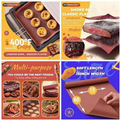 - Rollo de papel de carnicero rosa de 15x 720 pulgadas 60 pies para ahumador, barbacoa, ahumar, carne, sin blanquear, sin recubrir, rosa, 15x 60 pies