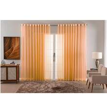 Charm Checkered Voile Living Room Curtain Decoration 4.00x2.80 - 鮭魚 - 查看 2