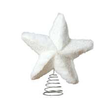 クリスマスツリーのスタートッパー、ふわふわの光沢のあるツリートッパー、ホリデーウィンターパーティーの季節の装飾 - ホワイト - チェックする 6