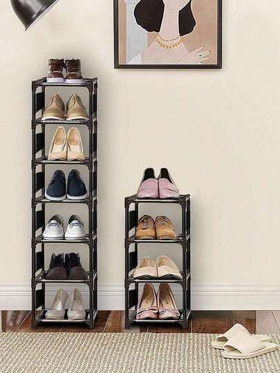 1 件 4/5/6/7/8 层鞋架，可调节鞋架，坚固易组装，窄鞋架，适用于衣柜、入口、走廊、阳台
