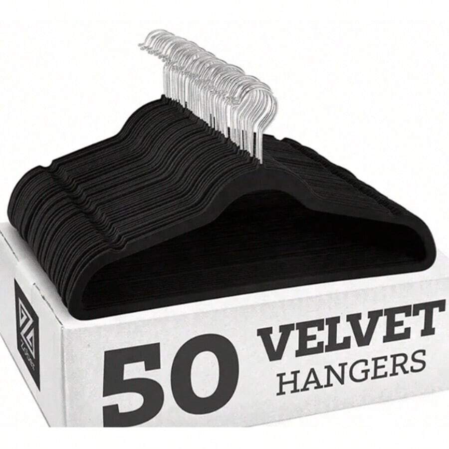 Premium Velvet Hangers Set, Non-Slip Thin Flocked Felt Hangers, Sturdy Clothes Hangers, Heavy Duty Coat & Suit Hangers, Durable Suit Hangers For Closet Use, Ideal Closet Supplies 1pc