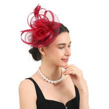 Fascinators For Women Tea Party Headband Hats Cocktail Flower Mesh Feathers Headwear Hair Clip For Wedding, Derby Hat