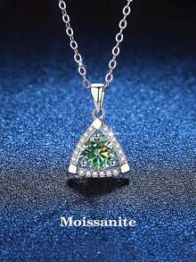 BLOVEMEE 1 chiếc vòng cổ mặt hình tam giác bằng bạc Sterling 925 cao cấp 1 carat Moissanite 6,5mm, thích hợp để đeo hàng ngày, dự tiệc, ngày lễ, ngày lễ tình nhân, ngày của mẹ, giáng sinh, lễ tạ ơn, quà tặng trang sức cho phụ nữ - XL0118M - Xem 6