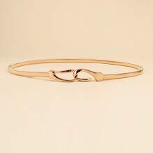 2pcs Of Women's Versatile Fashion Thin Belt Dress Stretch Women's Belt Metallic Gold Women's Belt