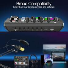 Podcast Equipment Bundle Audio Interface, DJ Mixer, BM-800 Condenser Microphone, Studio Equipment With Mic Arm, Streaming, Voice Over, Singing, PC - Black - View 8
