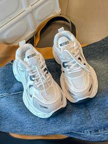 Teenage Girls' Comfortable Lace-Up Sports Shoes, Suitable For Daily Wear, Versatile Contrast Color, Campus Student Shoes, Spring/Autumn - Màu be - Xem 2