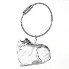 Clear Cat Fur Keepsake Charm - Portable Memorial Keychain For Pet Lovers, Customizable Cat Hair Jewelry Gift - 無色 - 查看 2