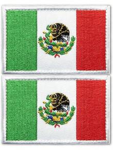 2 Parches De Bandera Deéxico Bordadosácticos Militares Con Gancho Y Bucle, Parche Para Planchar, Parche Colorido De La Bandera Para Sombrero, Mochila, Chaquetas, Pantalones, Vaqueros, Suministros - México - Ver 12
