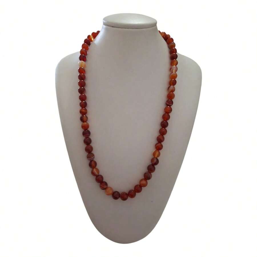 8mm Fire Agate Necklace Adjustable Natural Stone - Butterfly - View 1