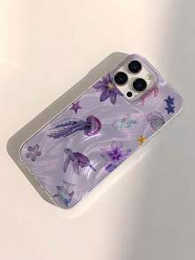 海洋 1 件独特紫色水母和海星图案防水防摔防软手机壳保护套适用于苹果手机 - 彩色 - 查看 6