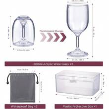 Plastic Wine Glasses To Go 200 Ml Camping Wine Glasses Set Of 2 Modern Red Wine Glasses White Wine And Champagne Glasses With Waterproof Bag And Practical Box For Travel Camping Outdoor