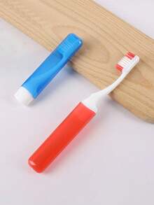 6pcs Foldable Travel Toothbrush Set With Storage Case, Medium Hardness Nylon Bristles, Unscented, Suitable For Men And Women, Manual Toothbrush Set, Portable For Travel, Camping, School And Home Use - Multicolor - View 4