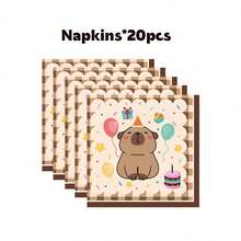 80/10pcs Cartoon Capybara Theme Party Supplies Set, 7/9 Inch Plates Cups Napkins Banners Tablecloth Set, Suitable For 10-80 Guests, Suitable For Birthday Picnic Camping Celebration Decoration - Multicolor - View 15