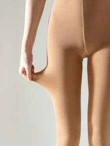 1双女士杏色抓绒连裤袜，弹力修身柔软抓绒踩脚连裤袜，适合春秋季穿着，舒适保暖 - 杏色 - 查看 6