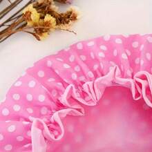 3-Pack Double-Layer High Quality Shower Caps With Floral & Polka Dot Print - Chiffon Outer & High Quality Lining, Stylish Bath Accessories For Women & Men, Wet Environment Gear| Elegant Shower Cap| Secure Fit Cap, Shower Accessories - 3個 - 查看 5